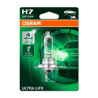 Halogen bulb H7, 55W, 12V, 1500Lm, ULTRA LIFE series
