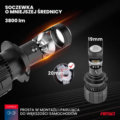 LED лампы H7/H18, 60W, 6000K, 9-36V, серия PL Lens