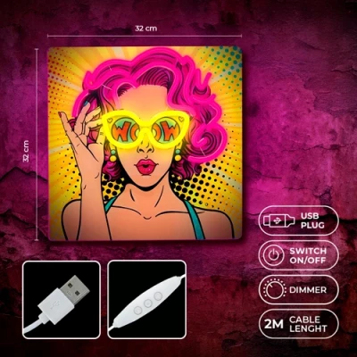 LED световая неоновая панель, вывеска - ART POWER WOMAN