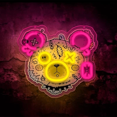 LED Neona gaismas izkārtne - ART PUNK TEDDY BEAR
