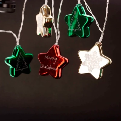 LED рождественская гирлянда - Звезды, 1,65м, 10 LED диодов, теплый белый, IP20, на батарейках