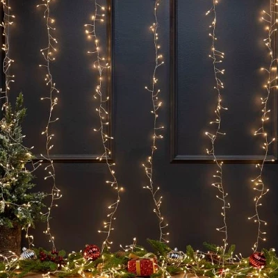 LED Рождественская гирлянда - шторы на медной леске с крючками, 3x3m, теплый белый, 31V, IP44, 1200LED