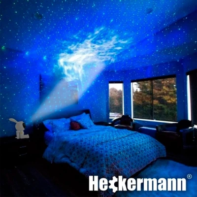 Projector bunny - astronaut with remote control - projection of the starry sky, galaxy, space