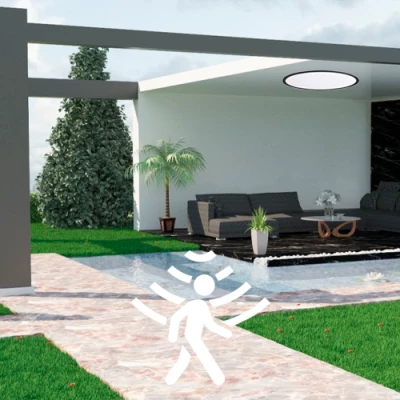 LED Waterproof luminaire with PIR motion sensor 24W, 3CCT, 2880Lm, IP44, Ø 300 x 25 mm