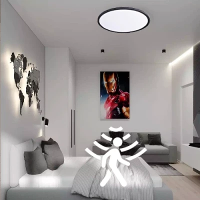 LED Ūdensizturīgs gaismeklis ar PIR kustības sensoru 32W, 3CCT, 3840Lm, IP44, Ø 400 x 25 mm