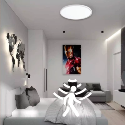 LED Ūdensizturīgs gaismeklis ar PIR kustības sensoru 40W, 3CCT, 4800Lm, IP44, Ø 500 x 27 mm