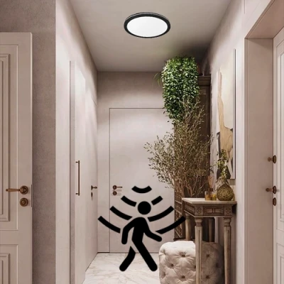 LED Waterproof luminaire with PIR motion sensor 40W, 3CCT, 4800Lm, IP44, Ø 500 x 27 mm