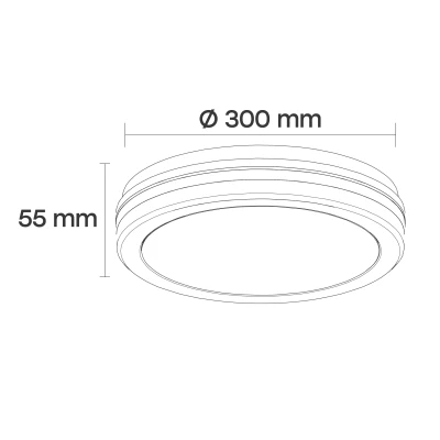 LED Ūdensizturīgs gaismeklis 30W, 3CCT, 3600Lm, IP65, Ø 300 x 55 mm