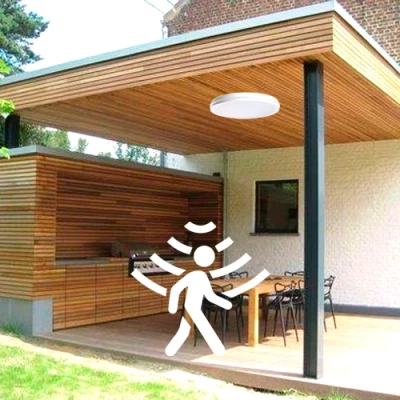 LED Waterproof luminaire with PIR motion sensor 40W, 3CCT, 4800Lm, IP65, Ø 400 x 55 mm