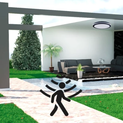 LED Waterproof luminaire with PIR motion sensor 40W, 3CCT, 4800Lm, IP65, Ø 400 x 55 mm