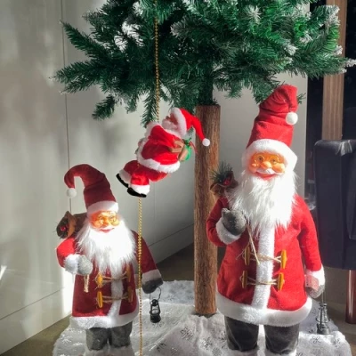 Christmas decoration - Santa Claus on a rope with a melody, 3xAAA, 100cm