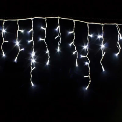 Рождественская гирлянда - сосульки, белый + FLASH, 10x0.7m, 26W, IP44, 432 LED, бахрома для фасадов и помещений