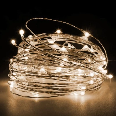 Рождественская гирлянда на медной леске 3xAA, 5m, теплый белый, 50LED, IP20