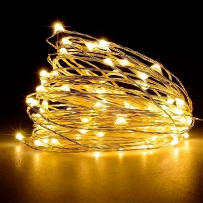 Рождественская гирлянда на медной леске 3xAA, 5m, теплый белый, 50LED, IP20