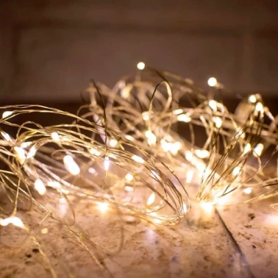 Рождественская гирлянда на медной леске 3xAA, 5m, теплый белый, 50LED, IP20