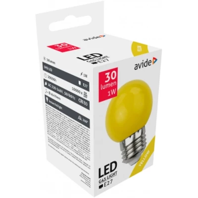 LED Decorative bulb E27, G45, 1W, 30Lm, 200°, yellow