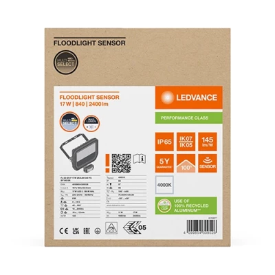Outdoor LED floodlight with sensor 17W/11W, 4000K, IP65, 2400/1600Lm, FLOODLIGHT SENSOR 20