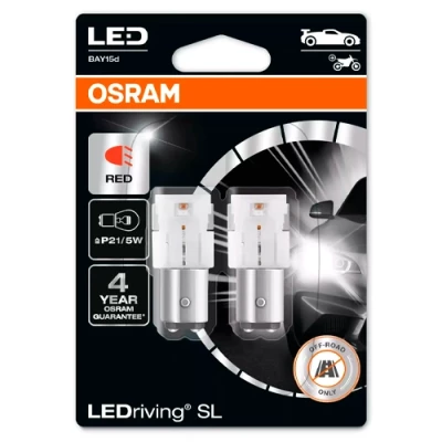 LED лампы P21/5W красные, 1W, 12V, серия LEDriving SL