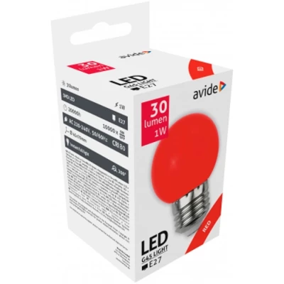 LED Decorative bulb E27, G45, 1W, 30Lm, 200°, red