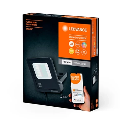 Smart outdoor LED floodlight 50W, RGB+3000K, IP65, 3000Lm, SMART+ MULTICOLOR