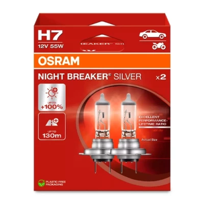Галогенные лампы, H7, 55W, 12V, 1500Lm, NIGHT BREAKER SILVER серия