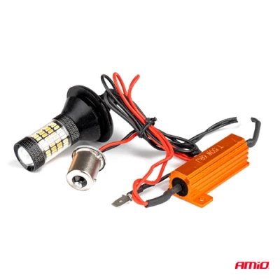 LED DRL un pagrieziena spuldzes, PY21W, BAU15s, DC12V, 2in1, balts + oranžs