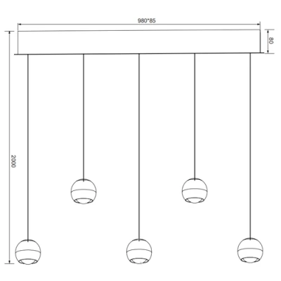 Pendant light ORBIT, 5x8W, 5x960lm, 2300+3000+4000K
