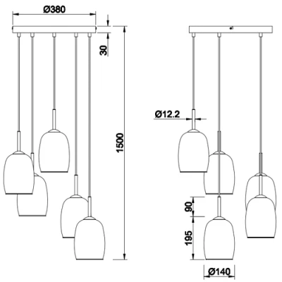 Piekaramā lampa BARRET, excl. 5xE14, max 10W