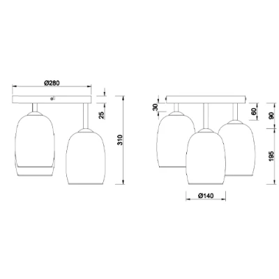 Griestu lampa BARRET, excl. 3xE14, max 10W