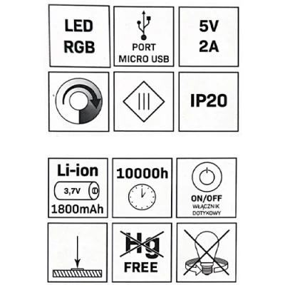 LED galda lampa, naktslampa - bumbiņa CANDY, 2W, RGB, IP20, Ø12cm