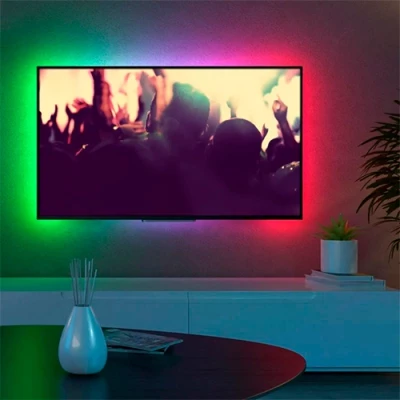 LED Лента с пультом для освещения телевизора, 8W, RGBW, 5V USB, 2x 1m, IP20