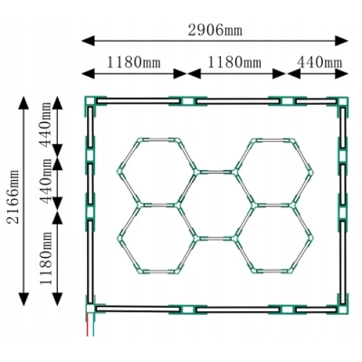 LED Ceiling Light Set HEXAGON, 310W, 6500K, P44, 217 x 291 cm