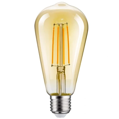 LED Filamenta spuldze E27, ST64, 12W, 1380lm, 3000K, 360°, amber