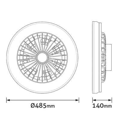 LED Ceiling lamp with fan and remote control Whitney-S, 48W, 5200lm, CCT