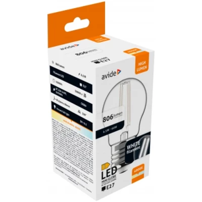 LED Filament bulb E27, G45, 6,5W, 806Lm, 4000K, 330°