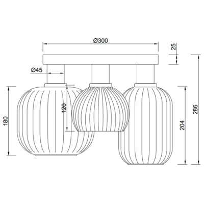 Потолочный светильник DIVA, excl. 3xE27, max 10W, IP20