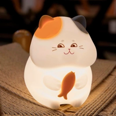 LED night light cat GATTO, Warm white + multicolor, 5V, USB
