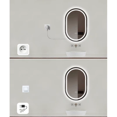 Mirror with LED lighting, 50x75 cm, 11.5W, Warm - neutral - cold white, IP44