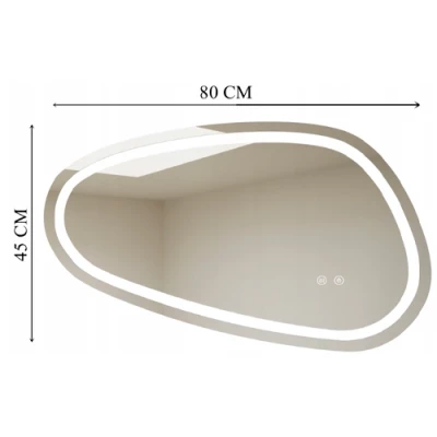 Зеркало с LED подсветкой, 80x45 см, 8.5W, Теплый - нейтральный - холодный белый, IP44