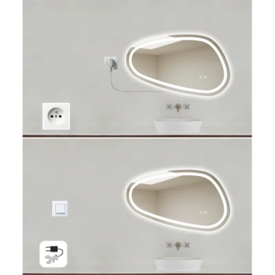 Зеркало с LED подсветкой, 80x45 см, 8.5W, Теплый - нейтральный - холодный белый, IP44