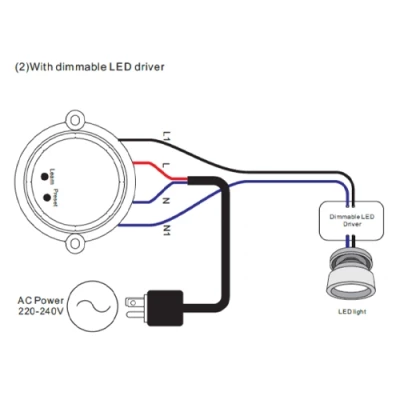LED lentes vadības sistēmas uztvērējs, AC100-240V, Max.100W, IP20, 19.5x46.5mm