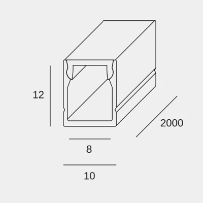 Surface-mounted LED profile LINEAL, 2m , 2000x10x12 mm, IP20