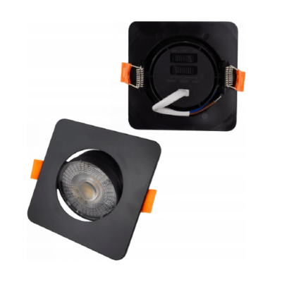 LED iebūvējams gaismeklis 3W , 5W , 7W, 3000K, 4000K, 6500K, 430 lm, 60°, melna, kvadrāta forma