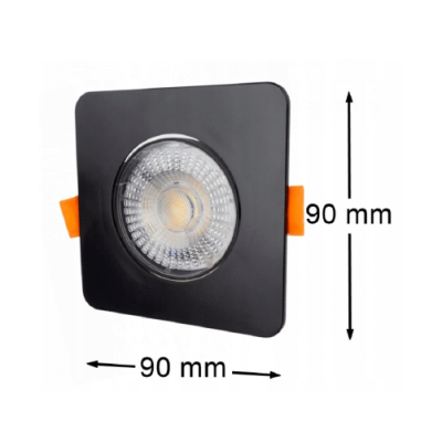 LED iebūvējams gaismeklis 3W , 5W , 7W, 3000K, 4000K, 6500K, 430 lm, 60°, melna, kvadrāta forma