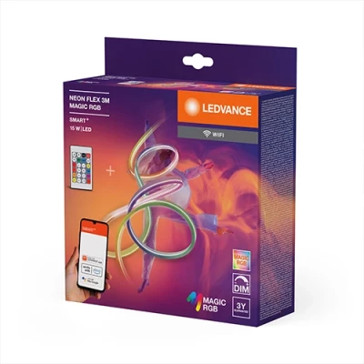 Smart LED neon strip with remote 3m, 5W/m, RGB, IP44