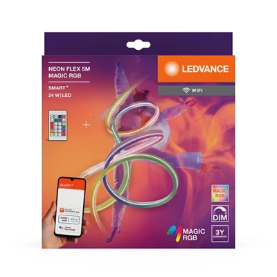 Smart LED neon strip with remote 5m, 4.8W/m, RGB, IP44