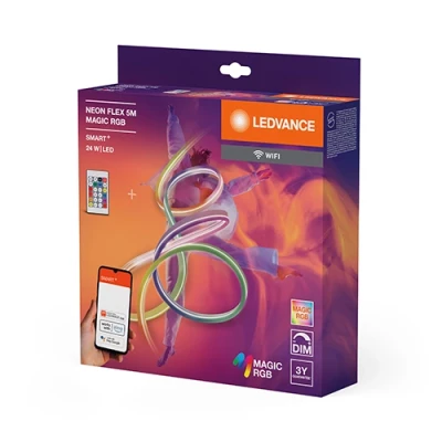 Smart LED neon strip with remote 5m, 4.8W/m, RGB, IP44