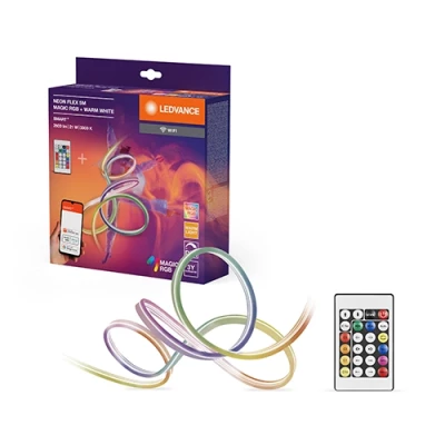 Viedā neona LED lente ar pulti 5m, 4.2W/m, RGBTW, IP44