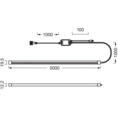 Viedā neona LED lente ar pulti 5m, 4.2W/m, RGBTW, IP44