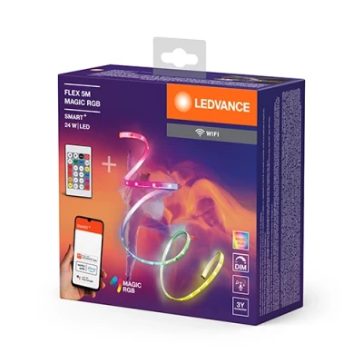 Smart LED strip with remote 5m, 4.8W/m, RGB, IP20